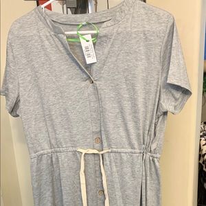 Soft gray drawstring waist tshirt dress, XL